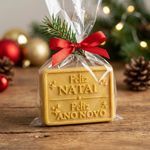 Molde de Silicone Quadrada Mensagem Feliz Natal e Feliz Ano Novo para Sabonete Lembrancinha Decoração Artesanato