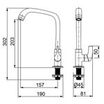 TORNEIRA PARA COZINHA DE MESA BICA MÓVEL 1167 F61 PRETA - LORENZETTI