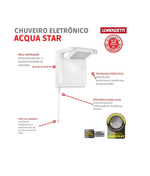 CHUVEIRO ELÉTRICO DE PAREDE LORENZETTI ACQUA ULTRA STAR BRANCO 7800W 220V