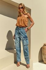 Blusa Tricoline Gigi Caramelo