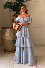 Vestido Bordado Mia Azul 
