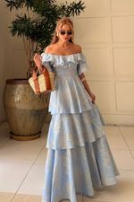 Vestido Bordado Mia Azul 