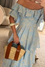 Vestido Bordado Mia Azul 