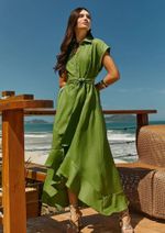 Vestido 100% Linho Olivia Verde