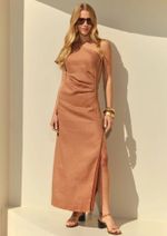 Vestido 100% Linho Monica Mocha