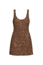 Vestido Curto Paetê Pietra Marrom
