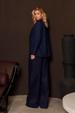 Calça 100% Linho Janete Azul Marinho