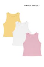 Kit Regata Melanie Rosa + Amarelo + Off