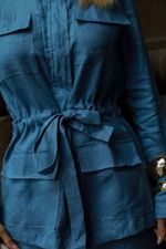 Parka 100% Linho Iara Azul
