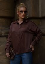 Camisa Cetim Aline Marrom