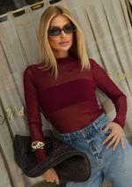  Blusa Tule Alessandra Burgundy