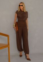 Blusa Tule Lizandra Marrom