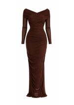 Vestido Tule Andressa Marrom