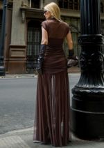 Vestido Tule Carolina Marrom