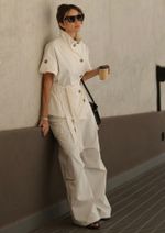Calça Cargo Alfaiataria Jolie Off White