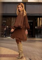 Vestido Babados Daniela Marrom