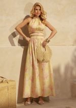 Saia 100% Linho Elizabeth Estampada