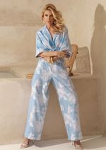Calça Bordada Lucilla Azul