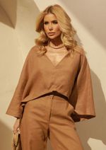 Blusa 100% Linho Aline Mascavo