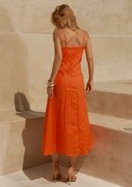 Vestido 100% Linho Alice Laranja