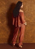 Calça Bordada Anelisa Terracota