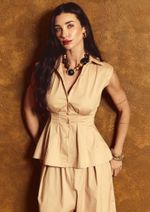 Camisa Tricoline Helena Kháki