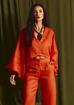Blusa 100% Linho Aline Laranja