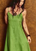 Vestido 100% Linho Alice Verde