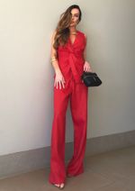 Calça 100% Linho Adriana Vermelho