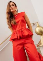 Blusa Peplum Alfaiataria Marcia Vermelho