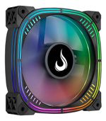Kit C/3 Fans Rise Mode Aura ARGB 120mm 4 Pinos PWM Preto C/Controladora Preto
