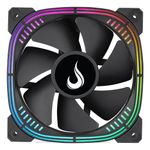 Kit C/3 Fans Rise Mode Aura ARGB 120mm 4 Pinos PWM Preto C/Controladora Preto
