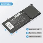 Bateria Dell 11.25v 38/50Wh 3300/3644mAh 3 celulas G91J0, A0500-AM10P, 5518, MGCM5, 3510, 3320, 3511,3420 (BB11-DE3511-3