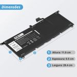 Bateria Dell 7.4v 45/52Wh 7800mAh 4 Celulas XPS13 9343 13 9380 DXGH8 0H754V HK6N5 H754V P82G DXGH8 JD25G (BB11-DE145)