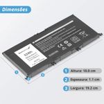 Bateria Dell 11.4v 82w 7200mAh 6 cells 071JF4 15-7559 7566 15-7000 357f9 71JF4, T2JX4 3CRH3 (BB11-DE128)