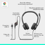 Fone de Ouvido Headset Logitch H390 c/fio c/ microfone
