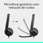 Fone de Ouvido Headset Logitch H390 c/fio c/ microfone