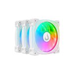 Fans Ventoinha Aura ARGB 4pin PWM CPU 12cm Branco Com Controladora Kit c/3