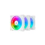 Fans Ventoinha Aura ARGB 4pin PWM CPU 12cm Branco Com Controladora Kit c/3