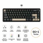 Teclado Desktop Mecânico S/Fio X66 65% Bluetooth 2.4g Attack Shark Star Black