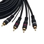 Cabo 2x2 RCA 4mm C/Fio Terra Gold 5m Preto