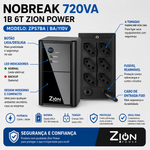 Nobreak  720Va 1B 6T Zion Power BA/110V ZPS7BA