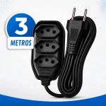 Extensão Elétrica Bivolt 10A 3 Saídas OEM Preto