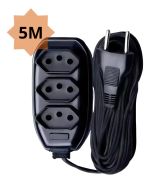 Extensão Elétrica Bivolt 10A 3 Saídas OEM Preto