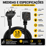 Cabo de Força Energia Desktop Tripolar Padrão 1,5mt 90 Graus