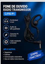 Fone de Ouvido Radio Transmissor C/FIO P1 