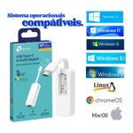 Adaptador de Rede USB tipo C 3.0 Lan Rj45 10/100/1000Mbps Ue300c Ver: 2.0 Tp-link