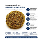 Esponja de Metal p/ Limpeza da Ponta do Ferro de Solda Dourada S/Suporte
