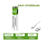 Bateria Pilha AAA 1.5v 3000mAh de Lítio Recarregável 