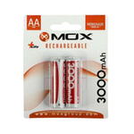 Pilha AA 3000mah Rechargeable Kit C/ 2 Un Mox